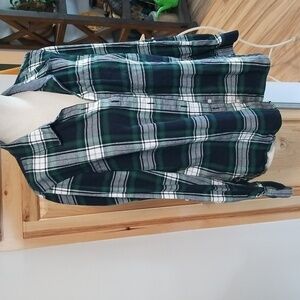 Tommy Hilfiger 100% Cotton Button Down Ladies Large Blue Green Red Plaid